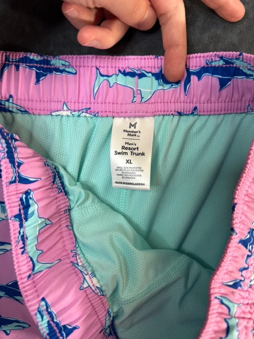 Member's Mark Shark Print Pink Men's Swim Shorts Size XL